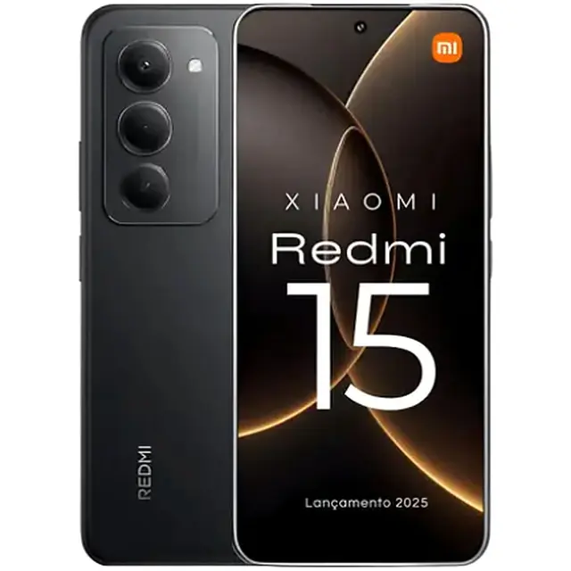 Smartphone Xiaomi Redmi 15 4G 8GB RAM 256GB Preto Tela 6,9" 144Hz Câmera 50MP Bateria 7000mAh NFC