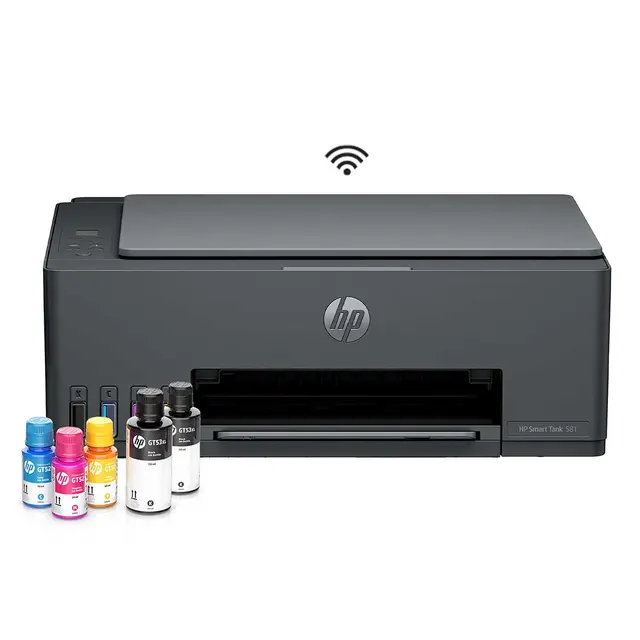 Impressora Multifuncional HP Smart Tank 581 Tanque de Tinta Colorida Wi-Fi Bivolt Cinza