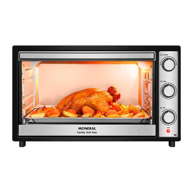 Forno Elétrico 60L Family Grill Inox, Mondial, Preto/Inox, 2000W, 220V - FRN-60-BI