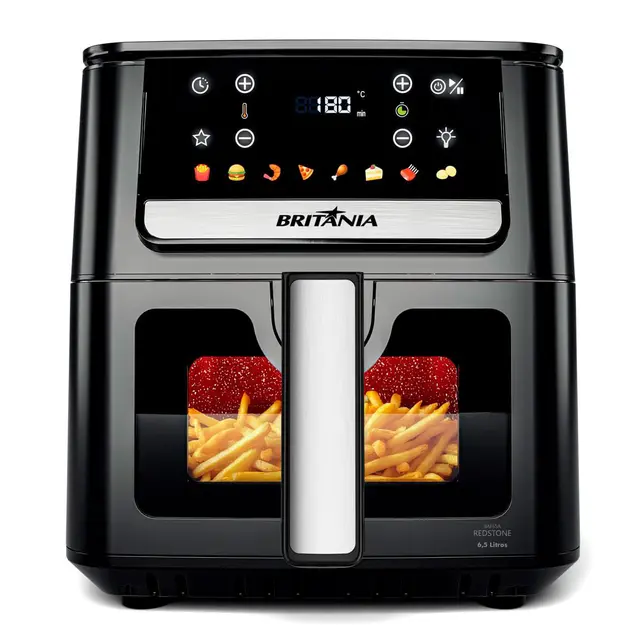 Fritadeira Air fryer Britânia BAF65A 6,5l Visor Glass 1700w Preto 110V